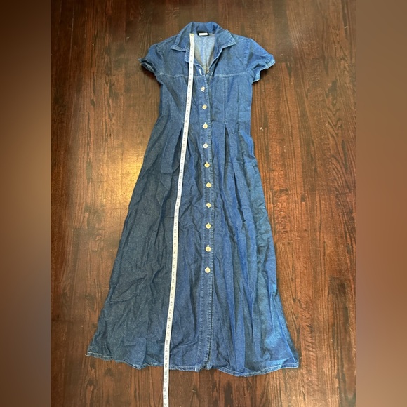 Vintage Blue 100% Cotton Made in USA Denim Maxi Dress Size 4 - Picture 8 of 9